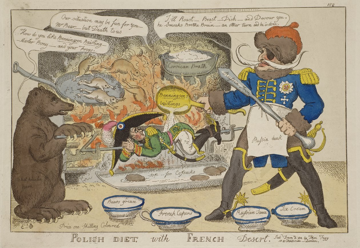 "Polsk diet med fransk efterrätt" av William Elmes, publicerad 8 december 1812 av William Elmes
