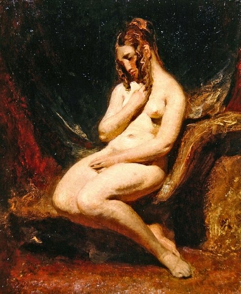 Naken kvinna från sidan (olja på frässkiva) av William Etty