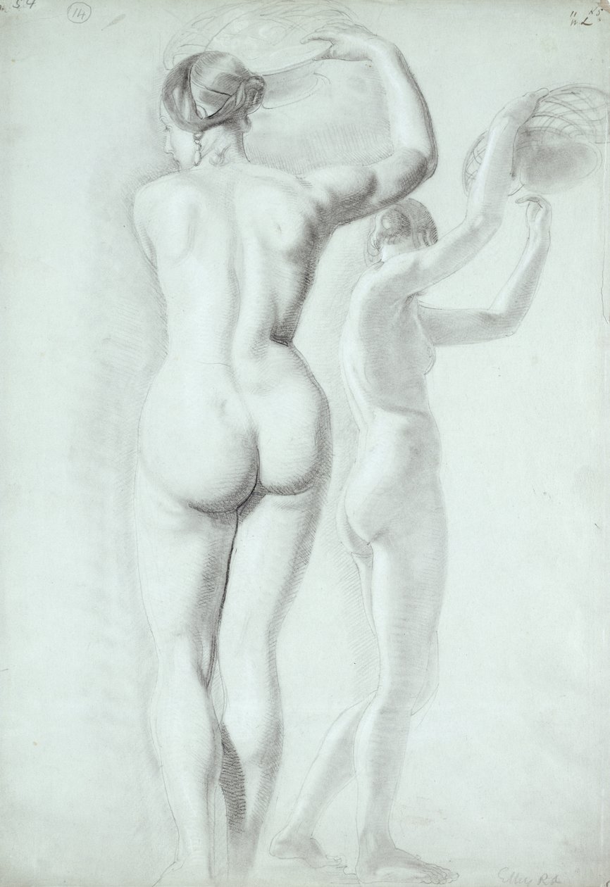 Figurstudier (penna på papper) av William Etty