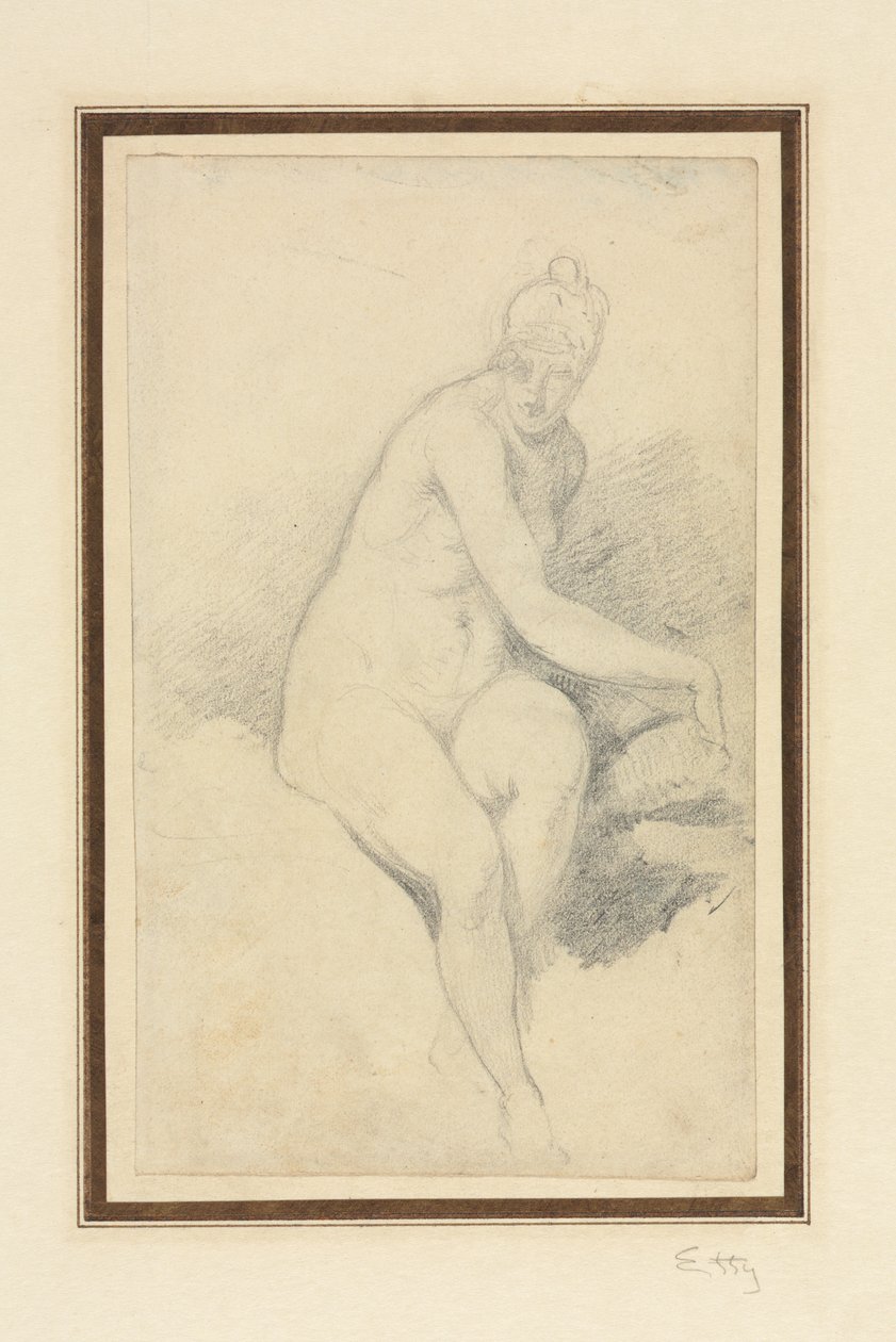 Sittande naken. av William Etty