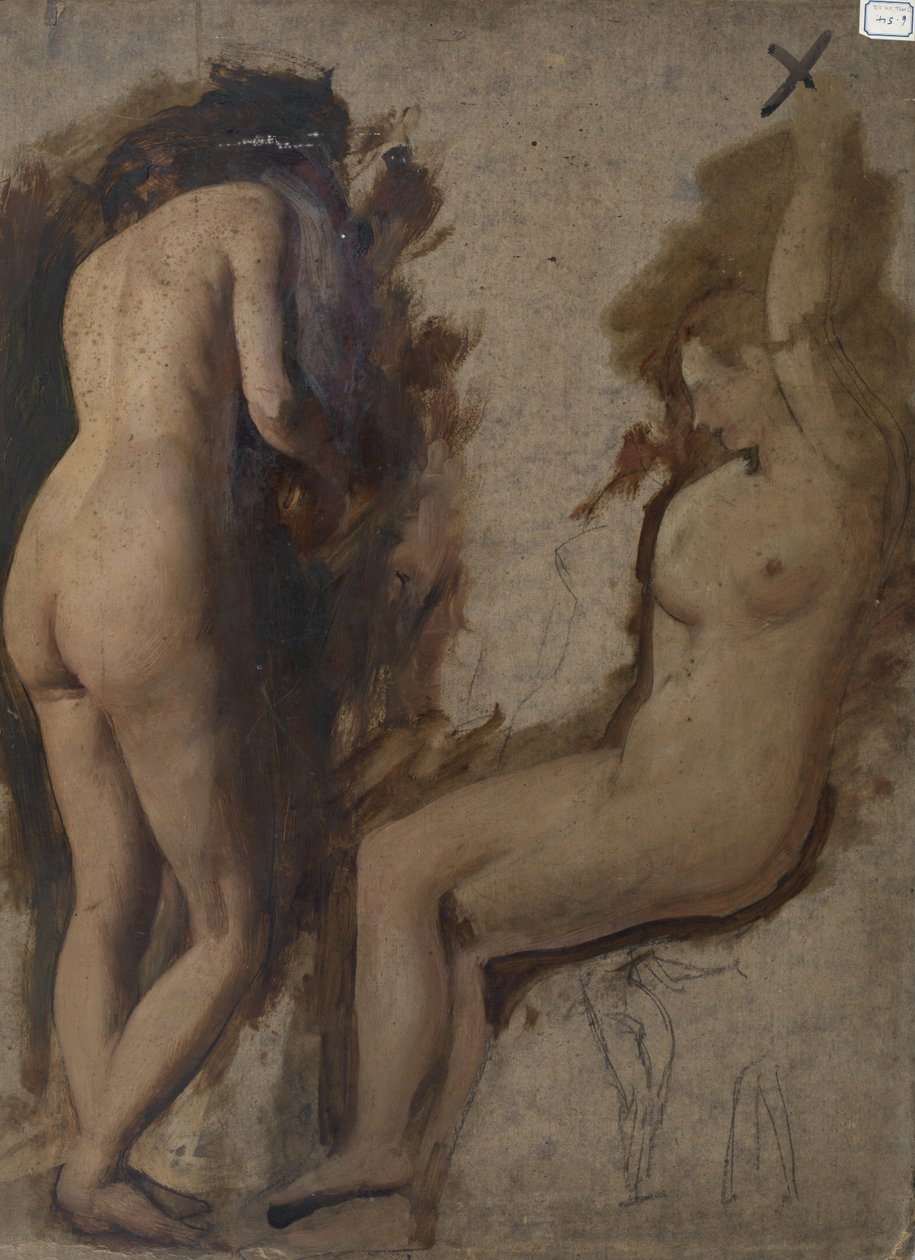 Studera för en figurkomposition - Två kvinnliga nakenbilder av William Etty