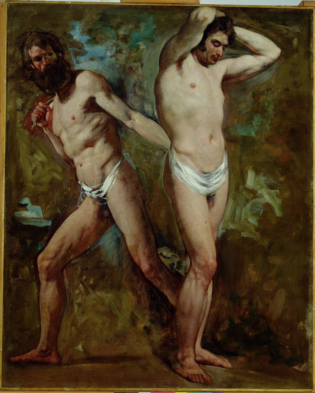 Två stående manliga nakenbilder (olja på duk) av William Etty