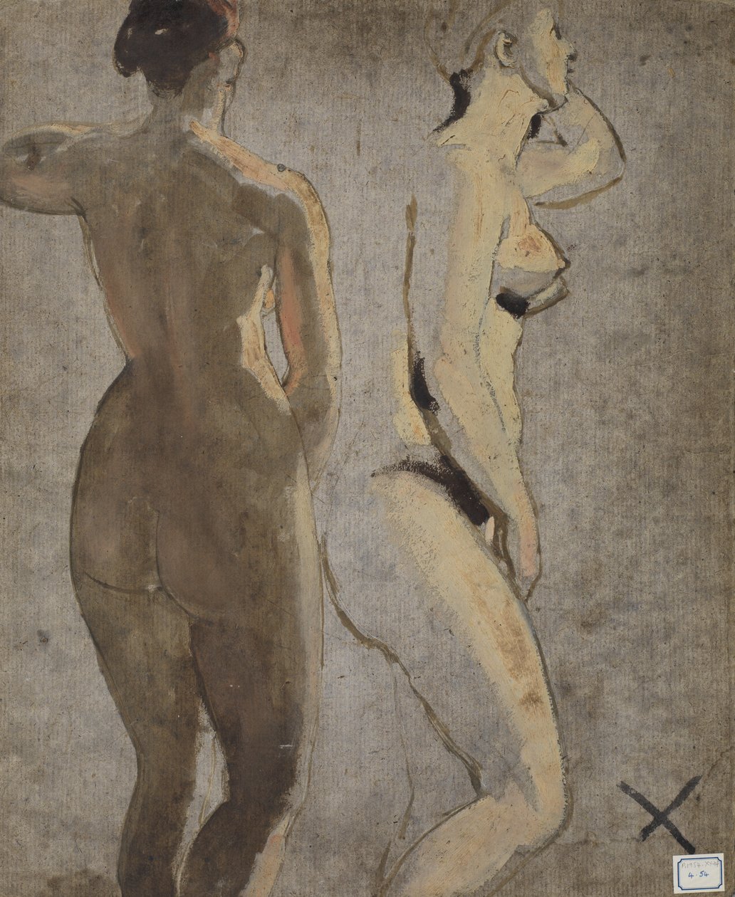 Två stående kvinnliga nakenbilder av William Etty