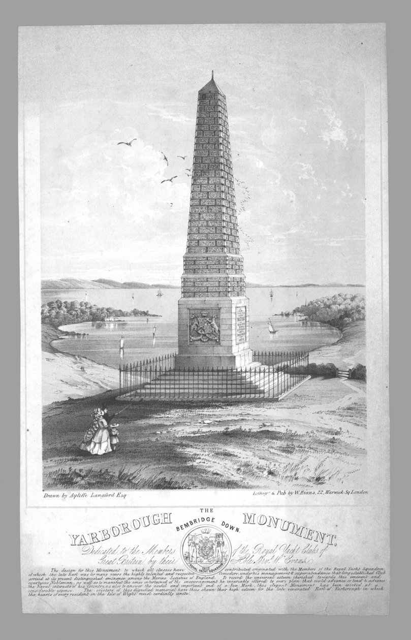 Yarborough-monumentet, Bembridge Down, sent 1800-tal. av William Evans