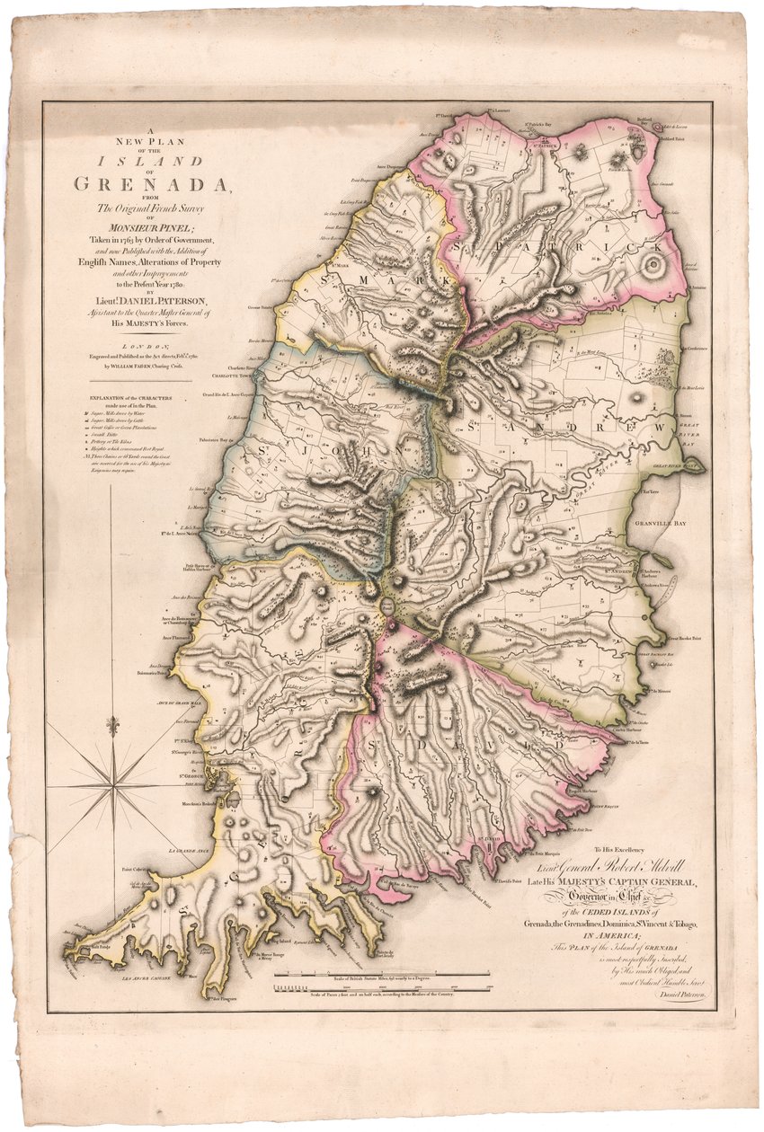 En ny plan för ön Grenada av Paterson av William Faden