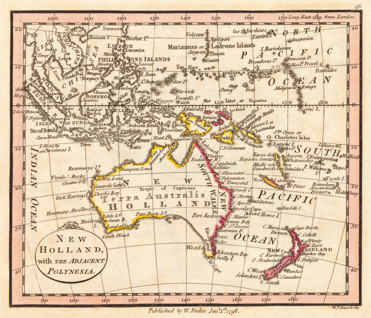 Australien och Nya Zeeland. Nya Holland. Karta. av William Faden