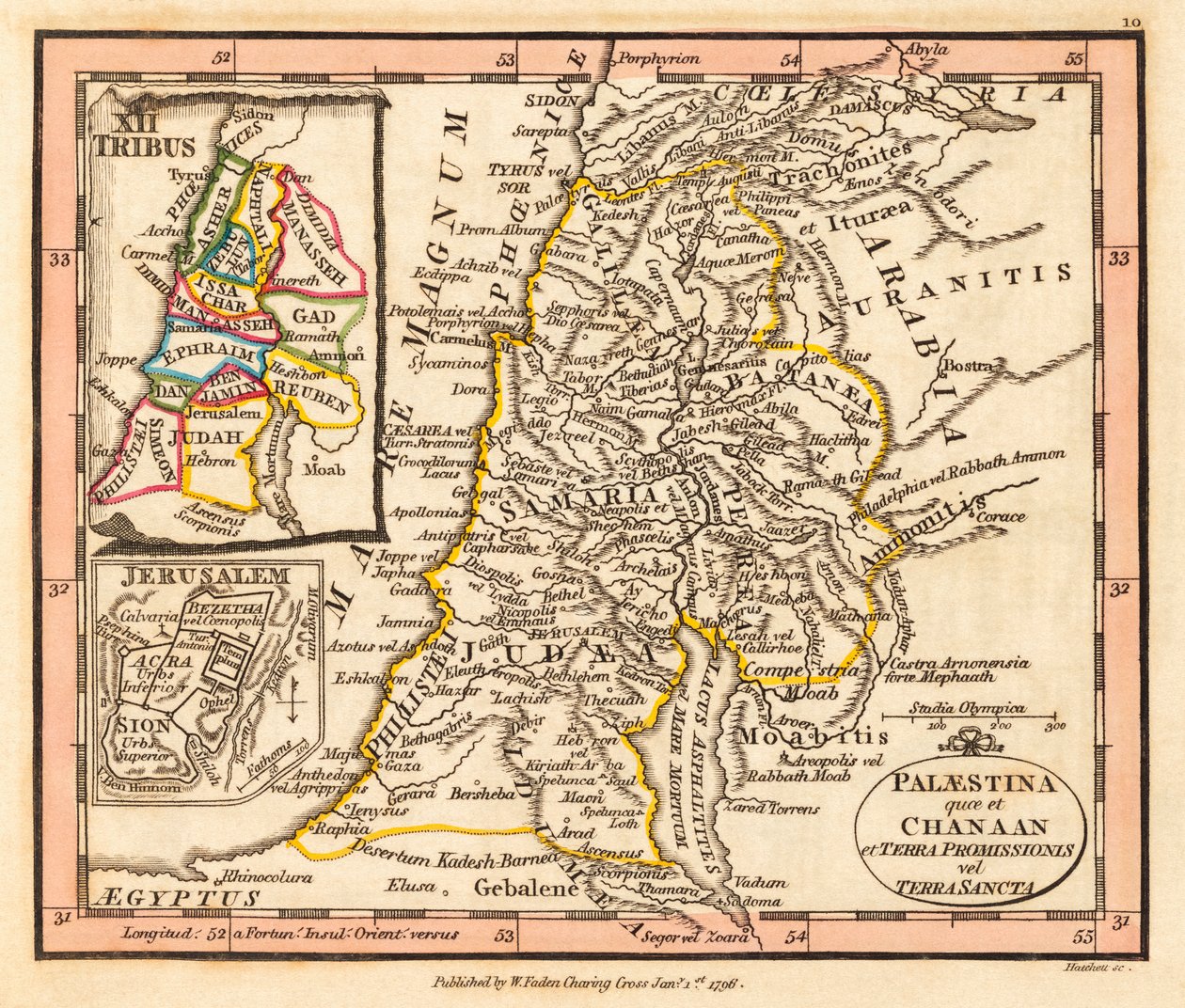 Palestina. Karta av William Faden