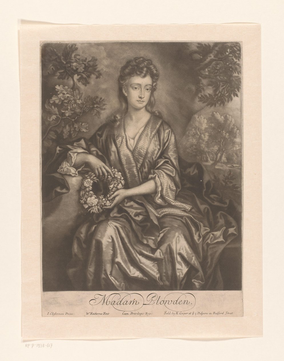 Porträtt av Sarah Chicheley Madam Plowden (titel på objekt) av William Faithorne (I)