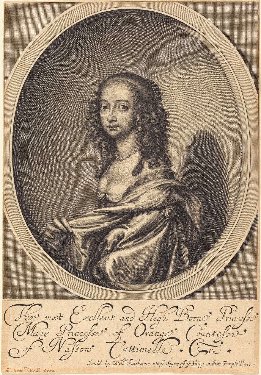 Mary, prinsessan av Orange av William Faithorne after Sir Anthony van Dyck