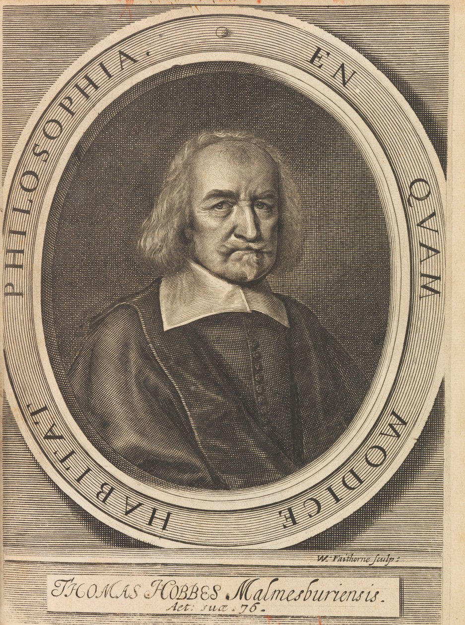 Porträtt av Thomas Hobbes 1588-1679, 1642. av William Faithorne the Elder