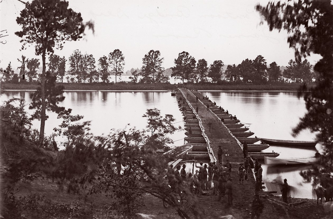Pontonbro över James River, ca. 1864. av William Frank Browne