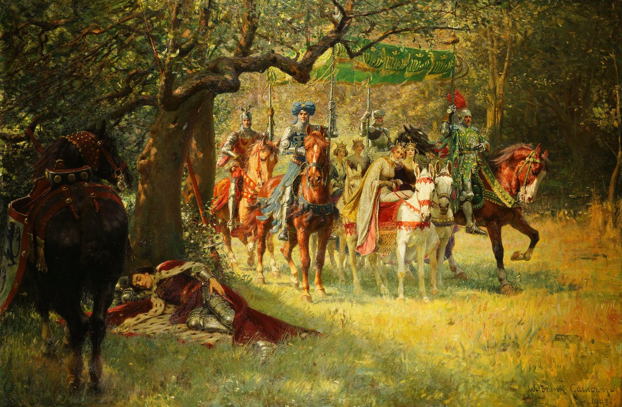 Hur fyra drottningar hittade Sir Lancelot sovande av William Frank Calderon