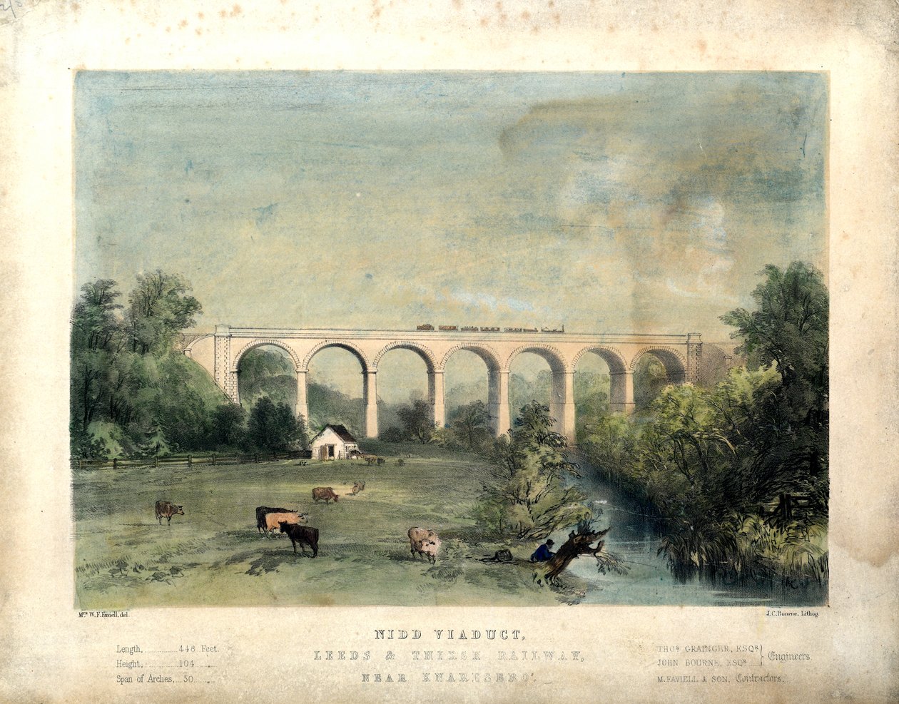 Nidd Viaduct, Leeds and Thirsk Railway, nära Knaresbro