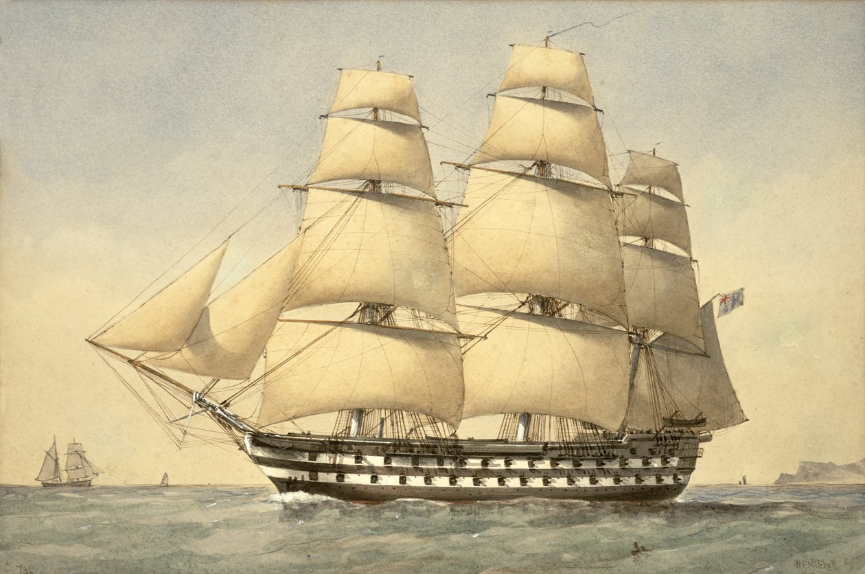HMS Bellerophon utanför kusten, 1875 av William Frederick Mitchell