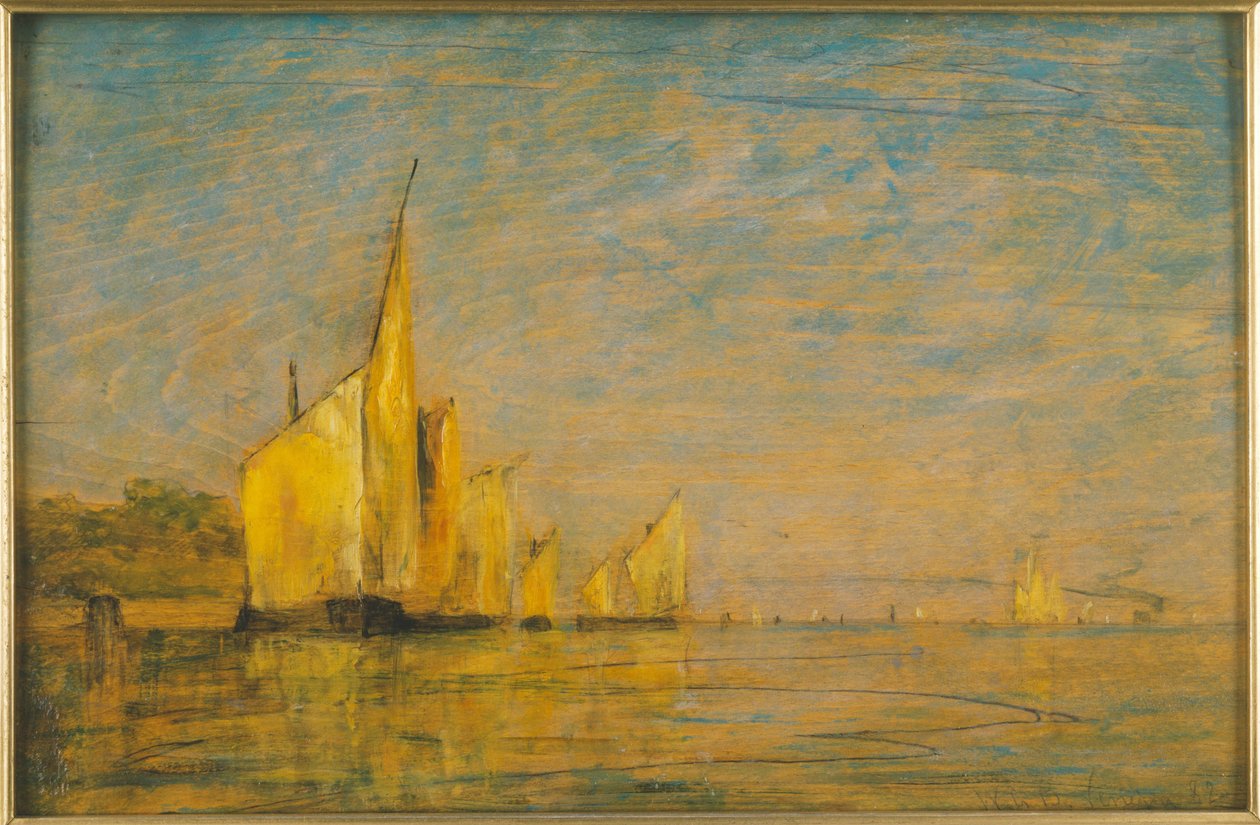 En grupp båtar, Venedig av William Gedney Bunce
