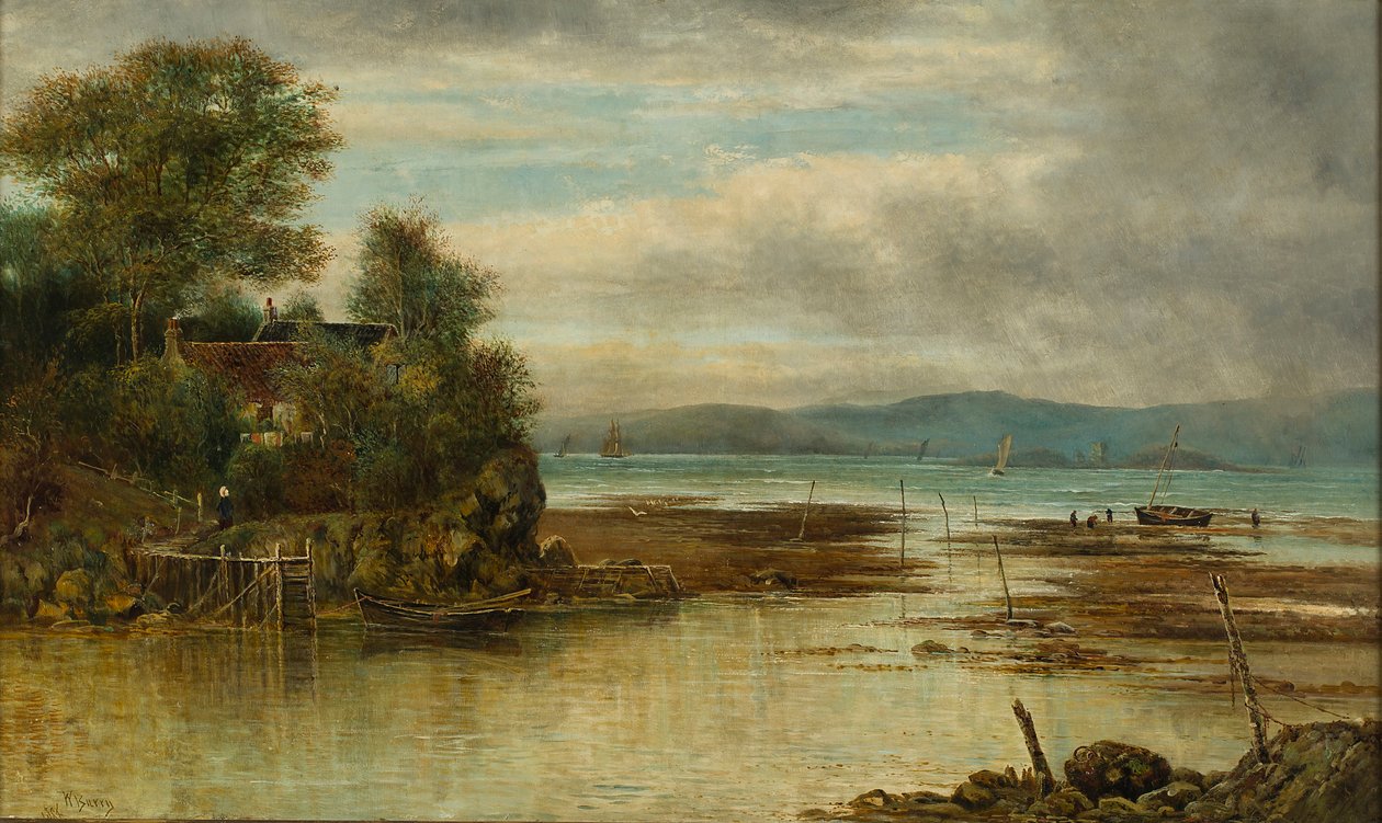 Cramond Ferry - Where the River Joins With the Sea (olja på duk) av William Gerard Barry