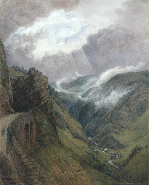 På Ruskins gamla väg mellan Morez och Les Rousses, Jura av William Gersham Collingwood