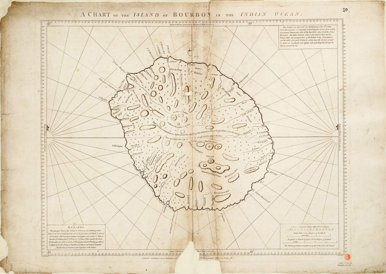 Ett sjökort över ön Bourbon i Indiska oceanen av William Gilbert