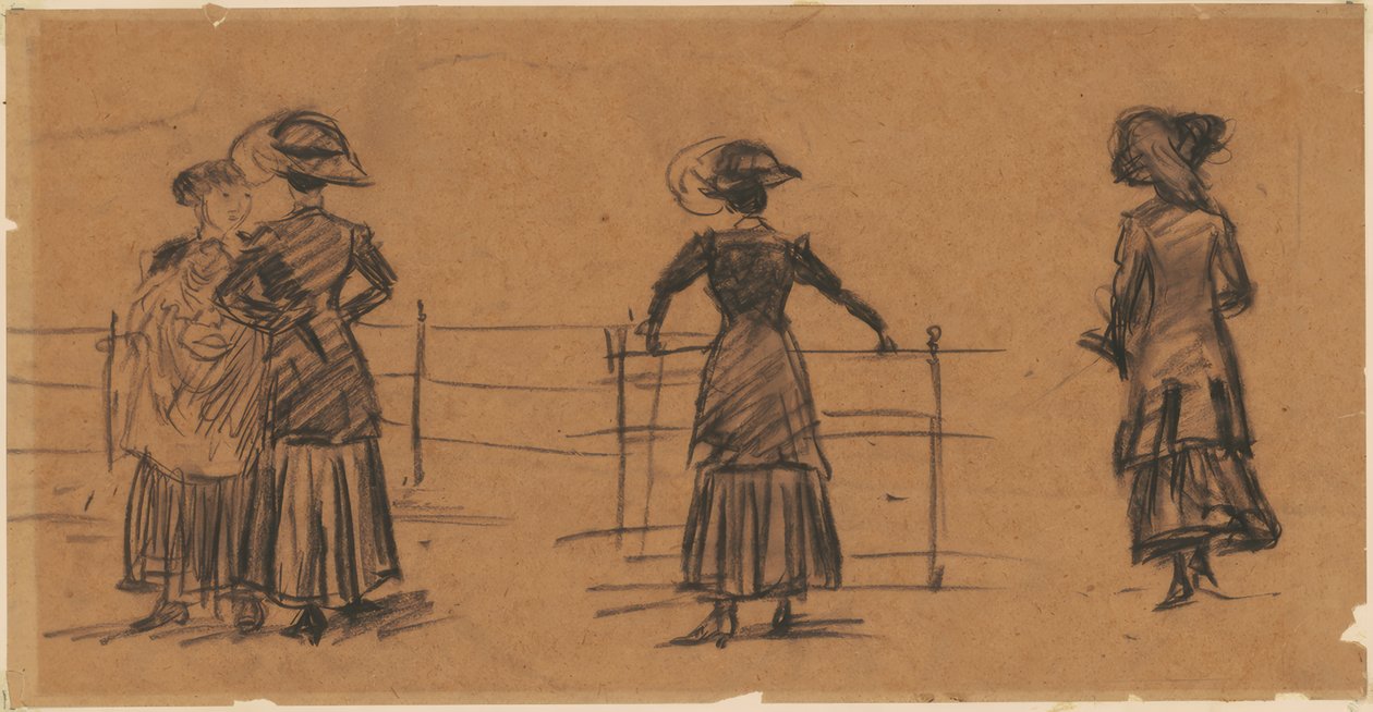 Kvinnostudier på parkräcket av William Glackens