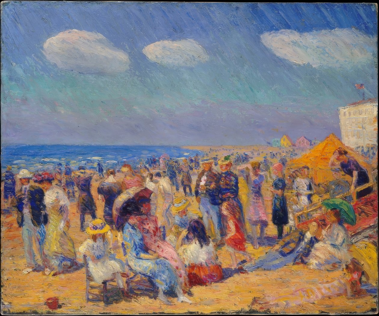 Folkmassa vid kusten av William Glackens