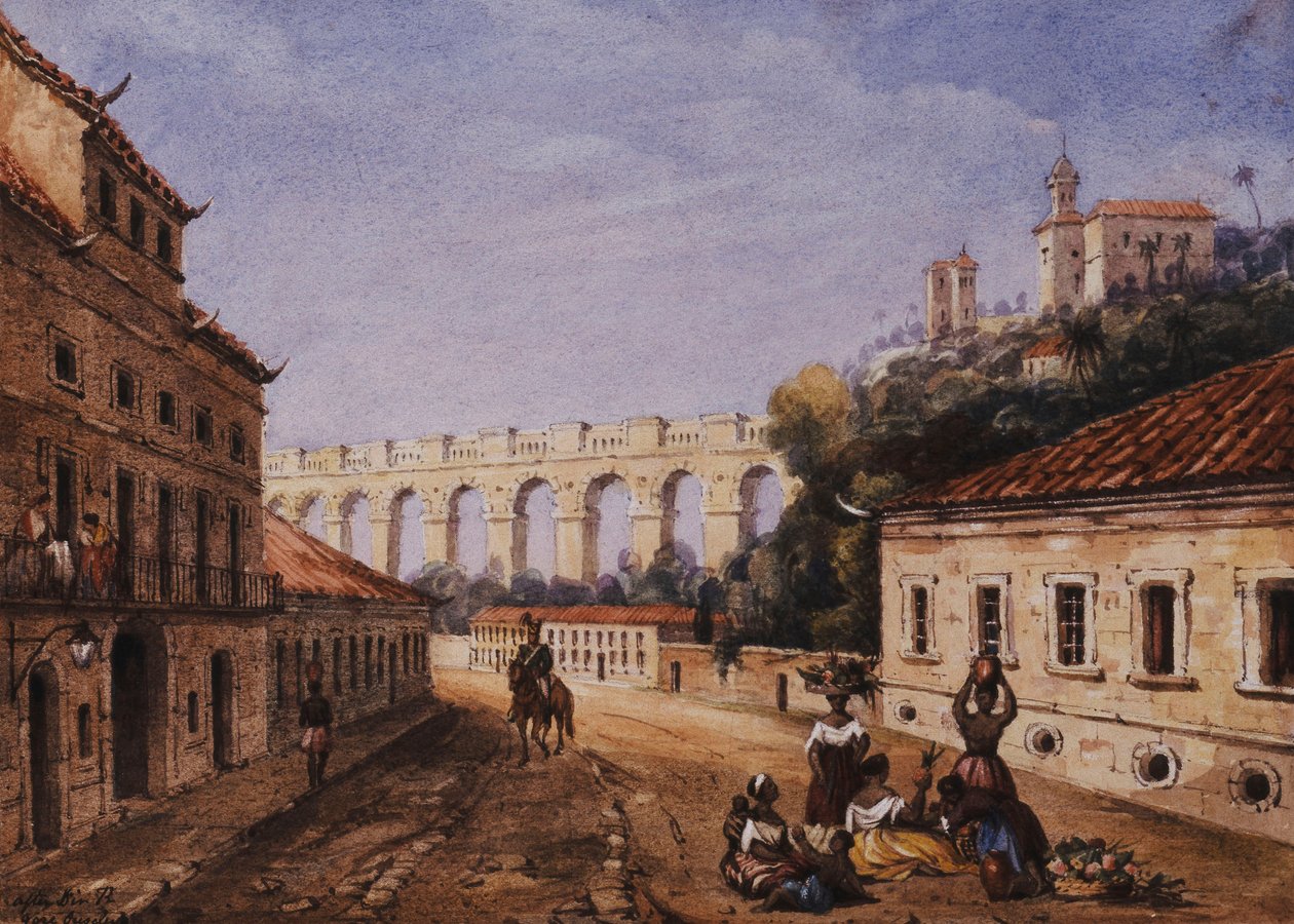 Akvedukten och klostret Santa Teresa, Matacaballos Street, Rio de Janeiro, av William Gore Ouseley