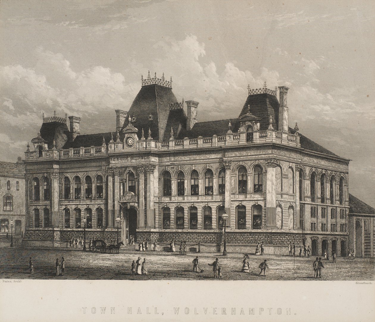 Stadshuset i Wolverhampton, omkring 1871 av William Greatbach