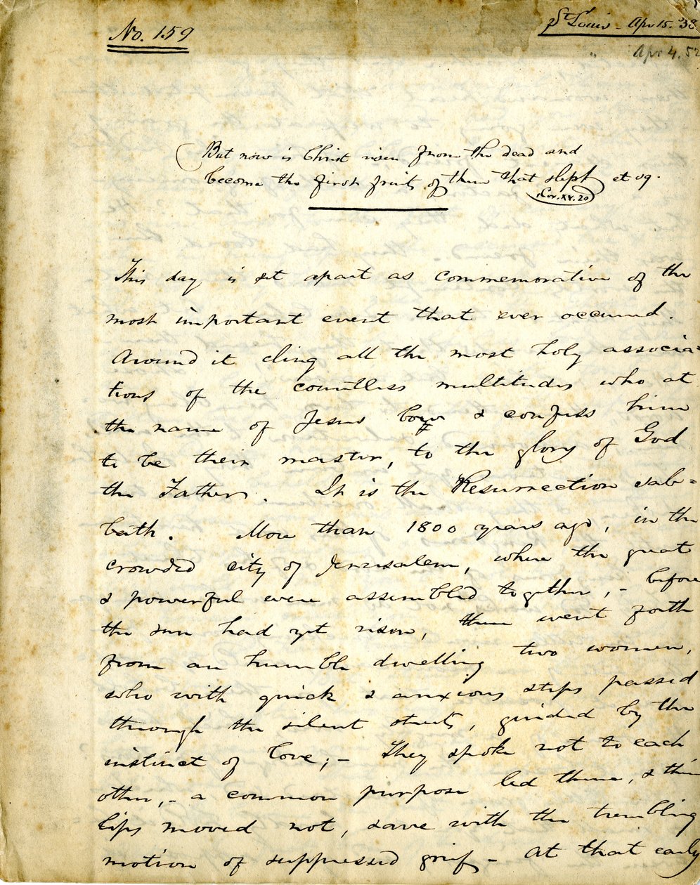 Manuscript of Sermon No. 159 by William Greenleaf Eliot, April 15, 1838 av William Greenleaf Eliot