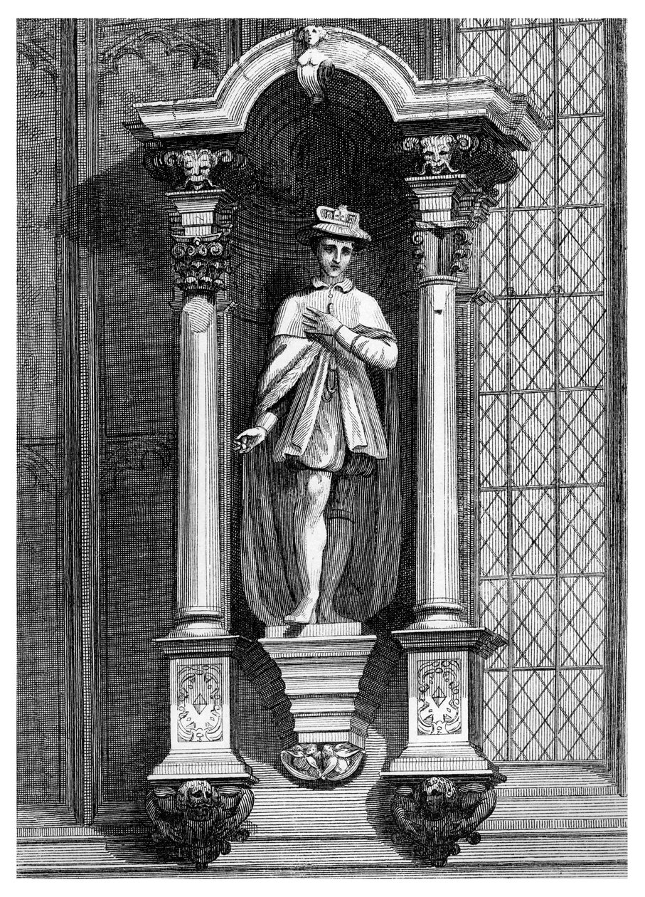 Statyn av Edward VI, från framsidan av Guildhall Chapel, City of London, 1886. av William Griggs