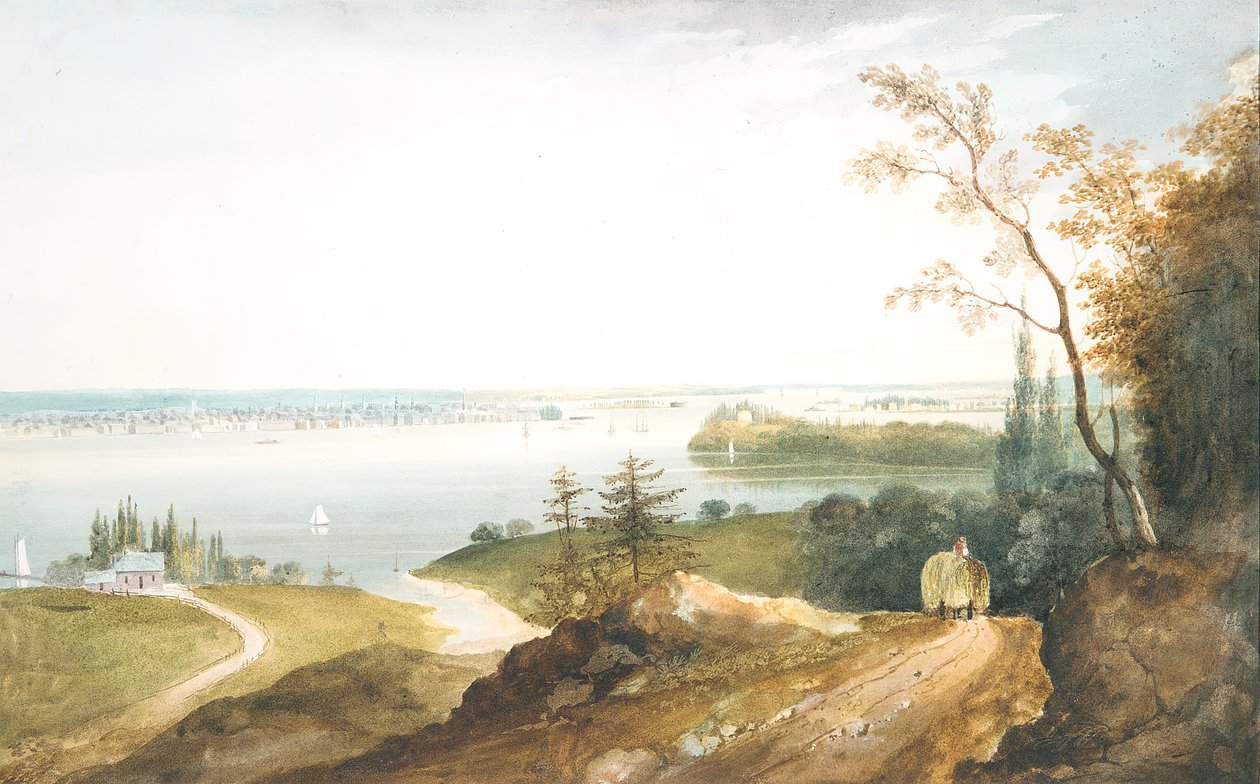 New York från Weehawk, ca. 1820-23. av William Guy Wall