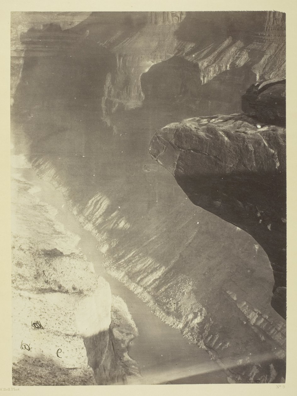 Ser söderut in i Grand Cañon, Coloradofloden, Sheavwitz Crossing av William H. Bell