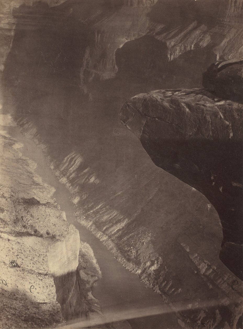 Ser söderut in i Grand Cañon, Coloradofloden, Sheavwitz Crossing, 1872. av William H. Bell