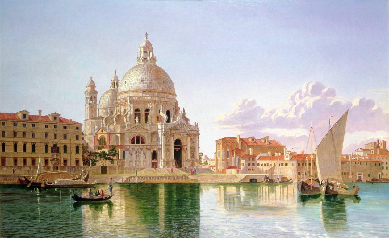 En utsikt över Santa Maria Della Salute, Venedig (olja på duk) av William H. Burnett