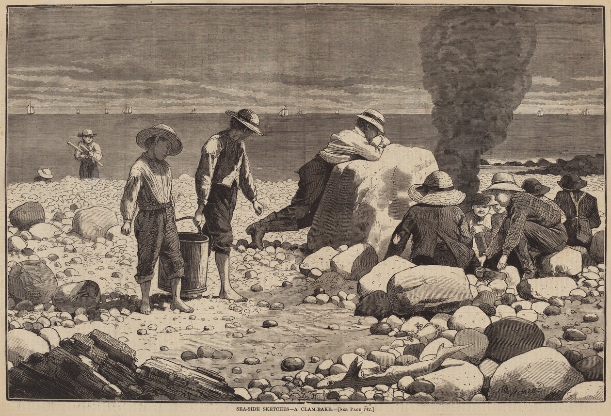 Sea-Side Sketches - A Clam-Bake av William H. Redding after Winslow Homer