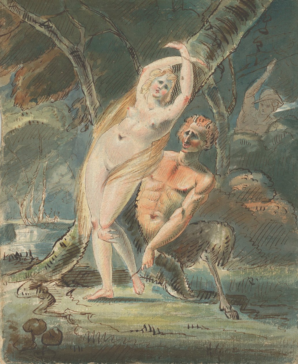 Amymone med en ljuvlig satyr, 1770-80. av William Hamilton
