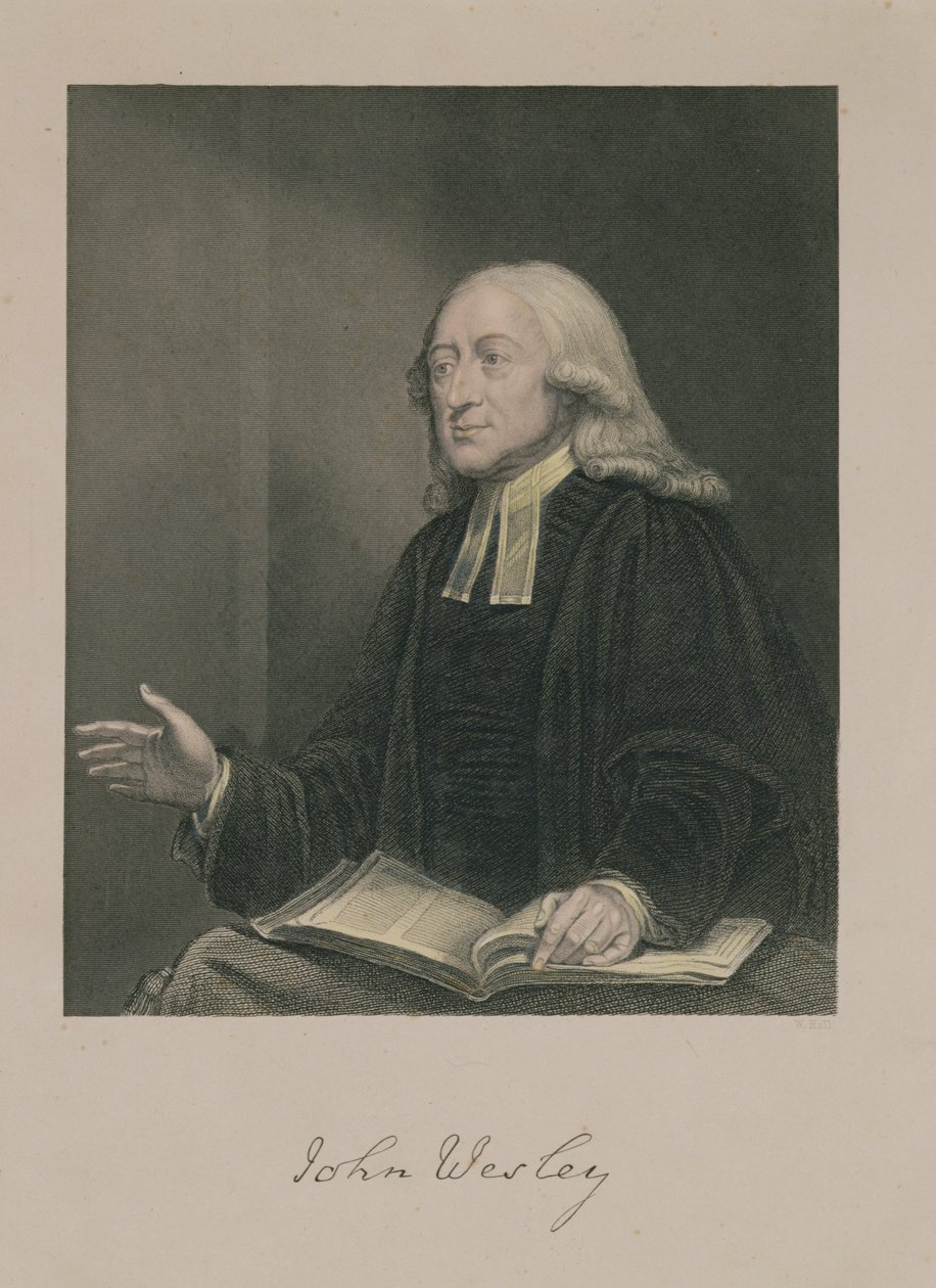 Porträtt av John Wesley (1703-91), graverat av William Holl (1807-71), publicerat av A. Fullarton und Co. av William Hamilton