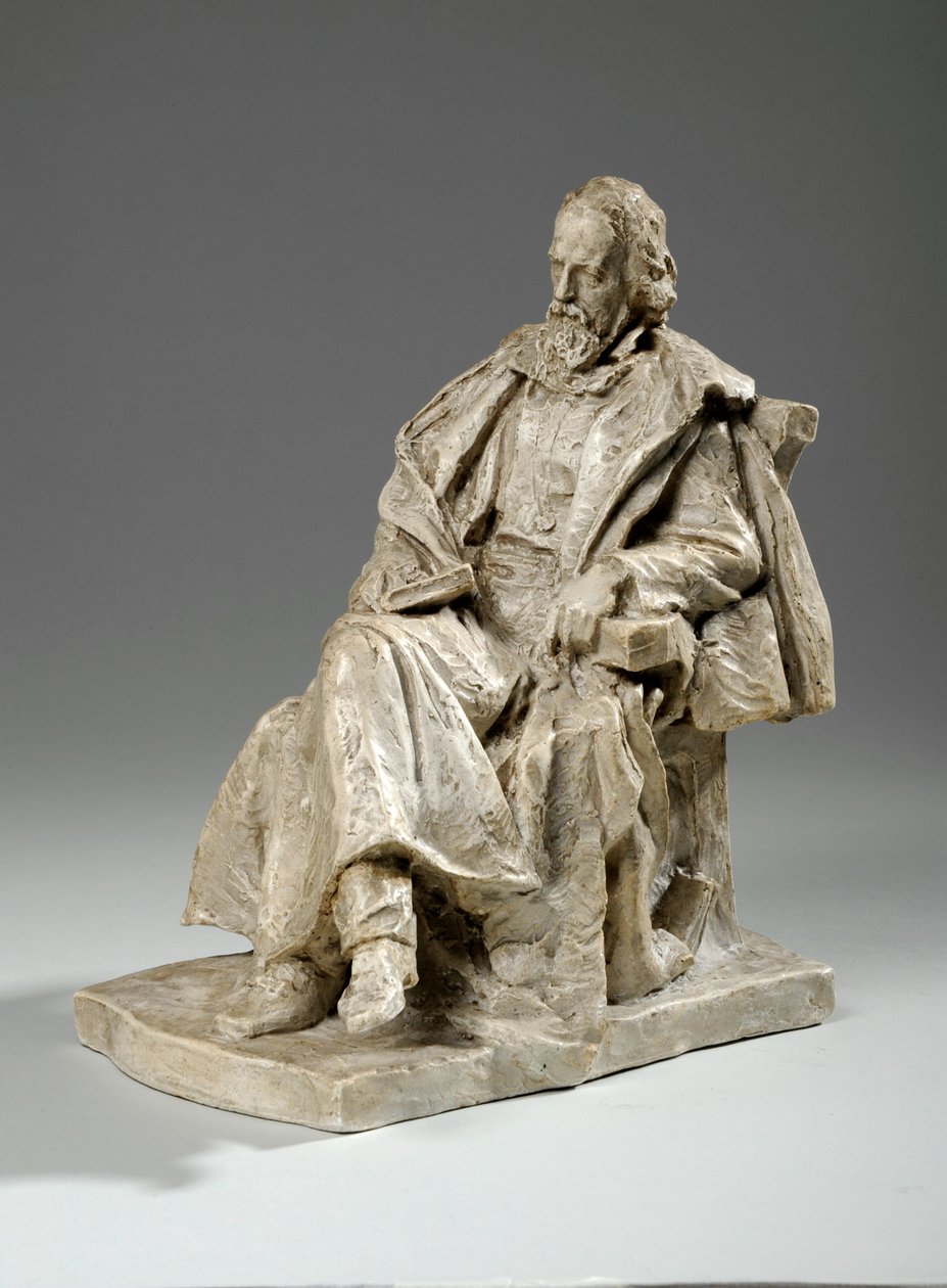 Maquette för Alfred, Lord Tennyson sittande vid Trinity College, Cambridge, ca 1909 (gips) av William Hamo Thornycroft