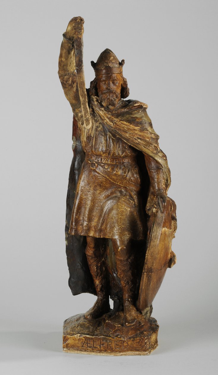Maquette för statyn av Alfred den store, c.1901 (målad gips) (se även 876154-6) av William Hamo Thornycroft