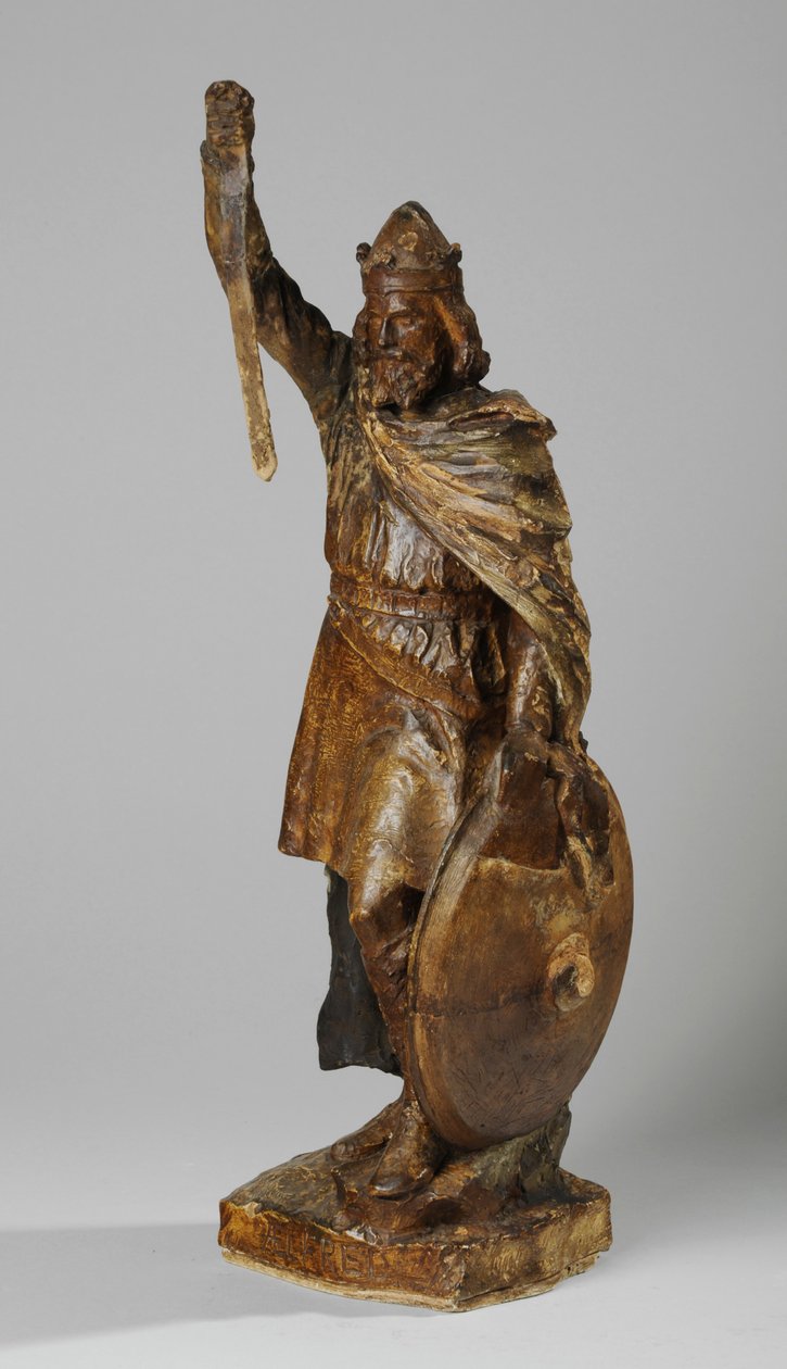 Maquette för statyn av Alfred den store, c.1901 (målad gips) (se även 876155-6) av William Hamo Thornycroft