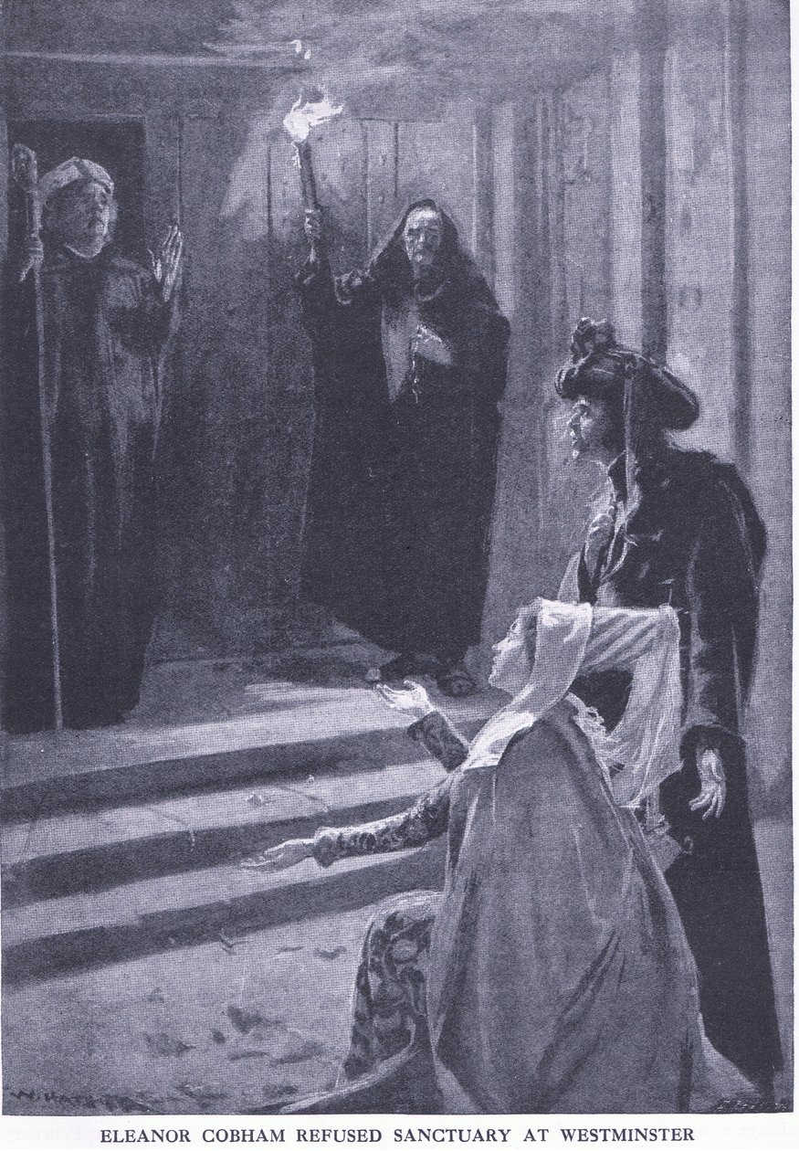 Eleanor Cobham vägrades fristad i Westminster, från Cassells History of the British People, utgiven av Waverley Book Company Limited, ca 1940. av William Hatherell