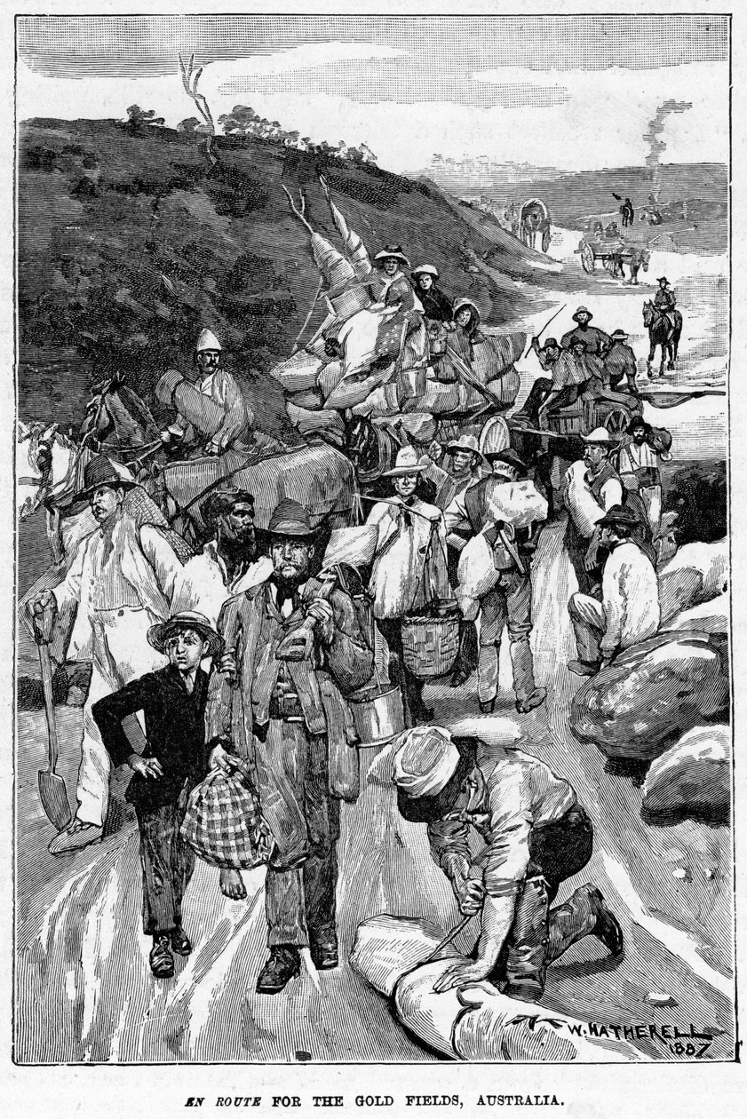 På väg mot guldfälten, Australien, 1887. av William Hatherell