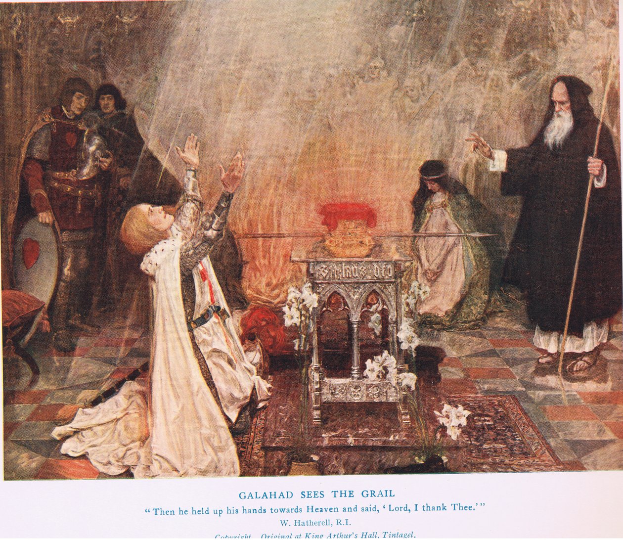 Galahad ser gralen, illustration från 