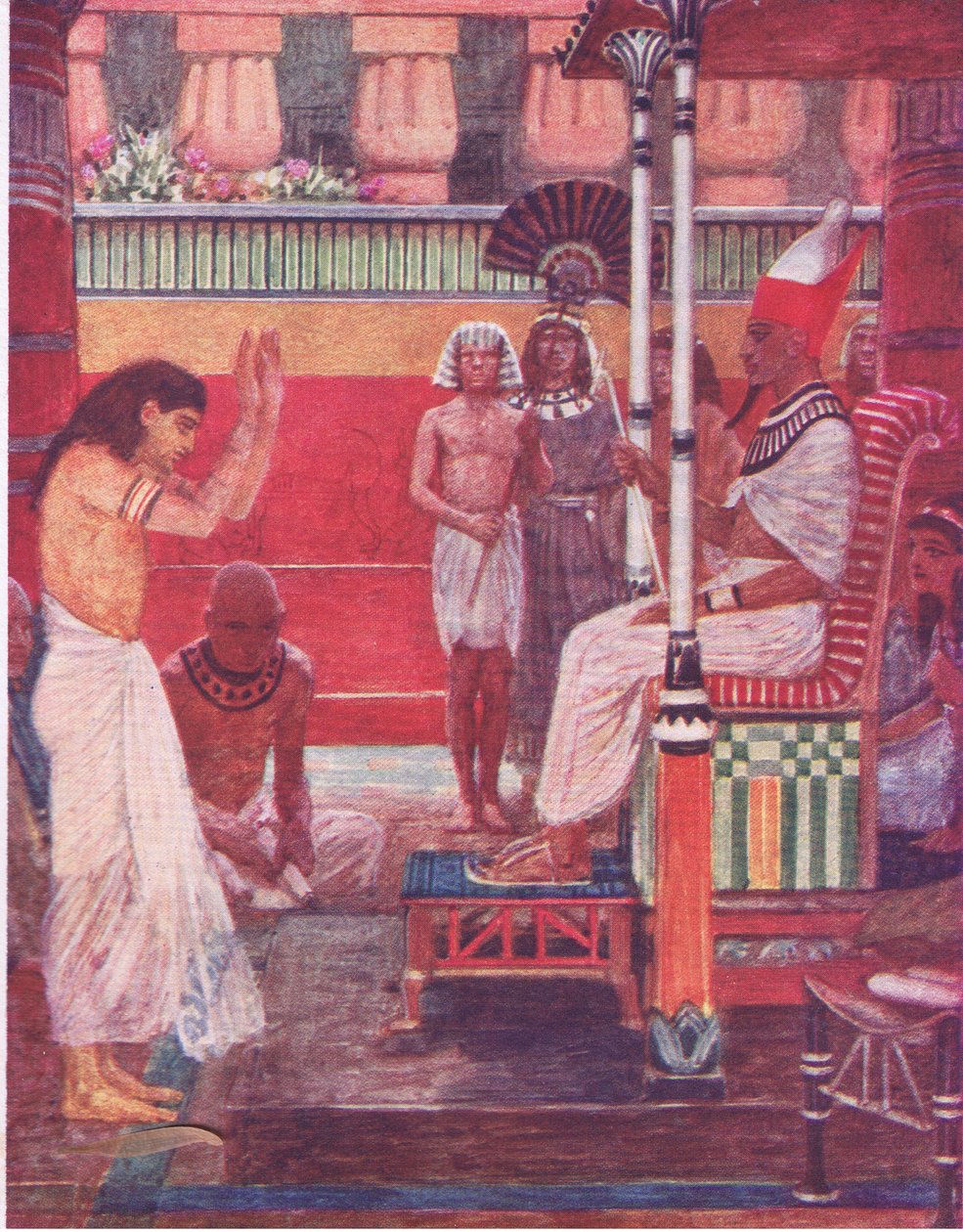 Farao berättar sin dröm för de vise männen, från The Bible Story publicerad av Hodder & Stoughton, ca 1930 av William Hatherell