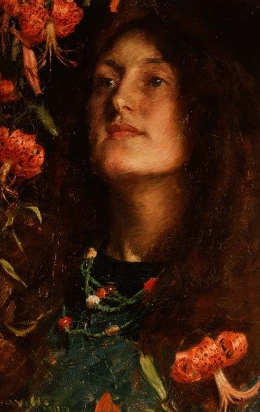 Porträtt av Emily Hatherell, konstnärens fru av William Hatherell