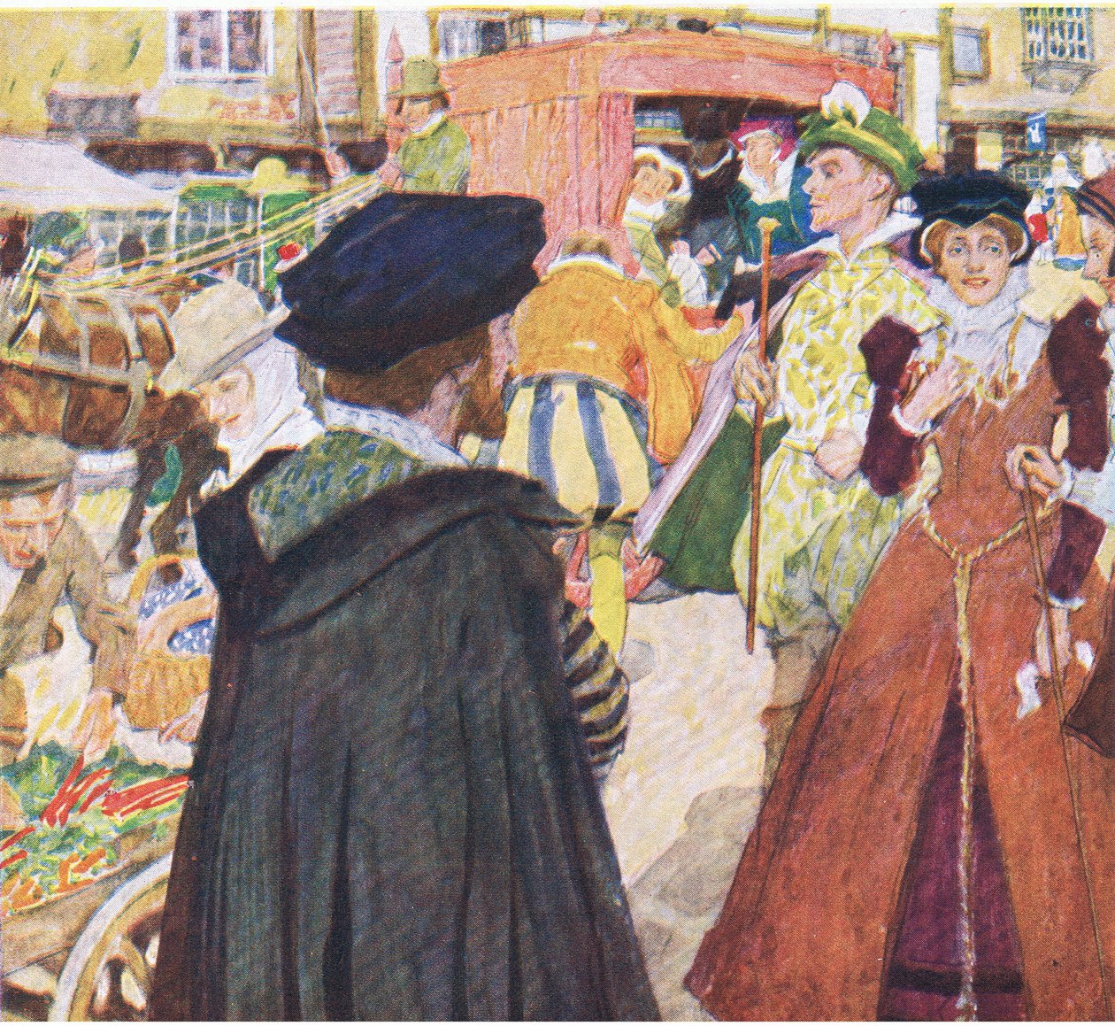 Shakespeare noterar de dumma modenycklarna på Ludgate Hill, ur My Magazine, pub.1922 av William Hatherell