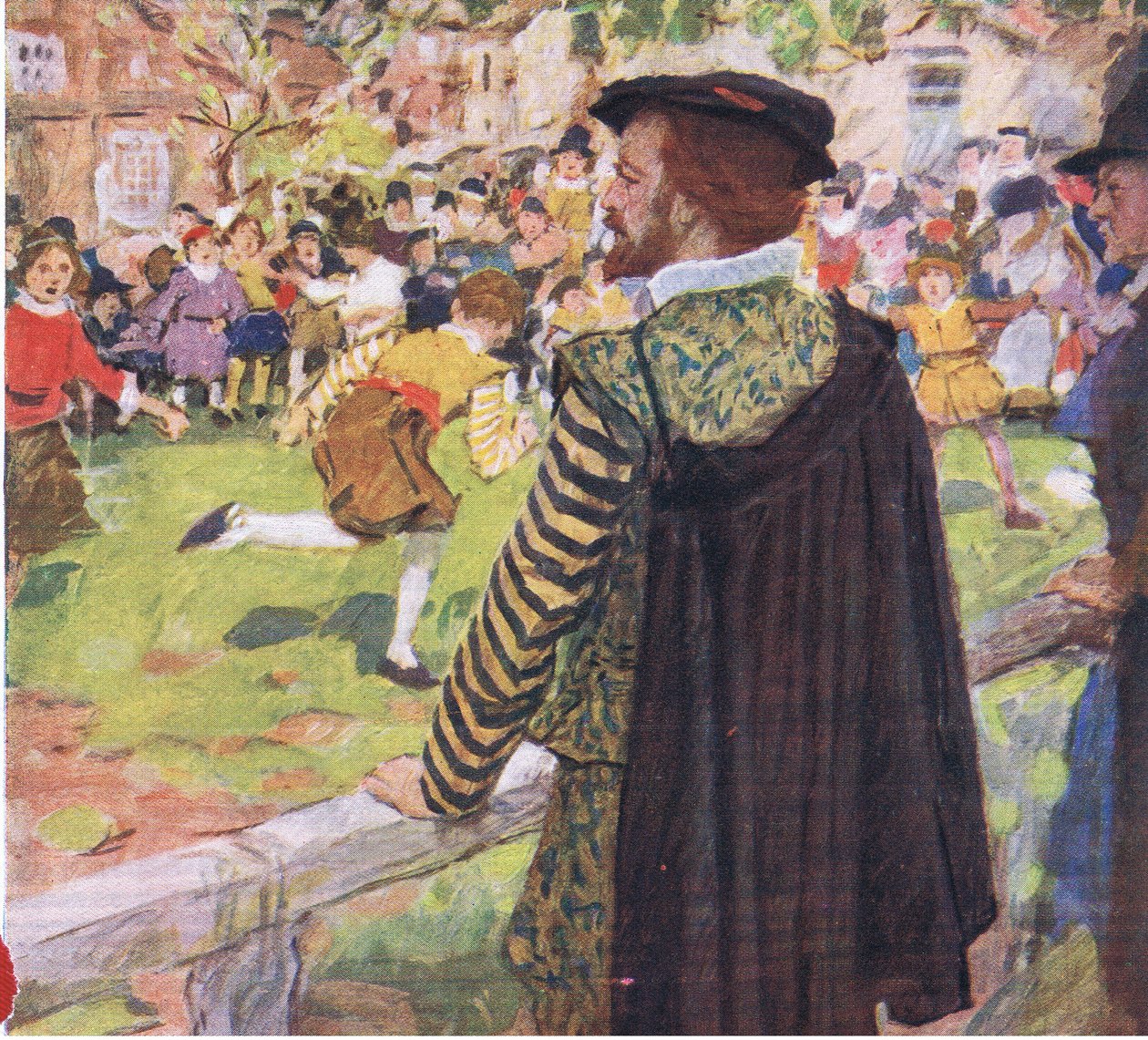 Shakespeare tittar på barn som leker nära Temple Bar, från My Magazine, pub.1922 av William Hatherell