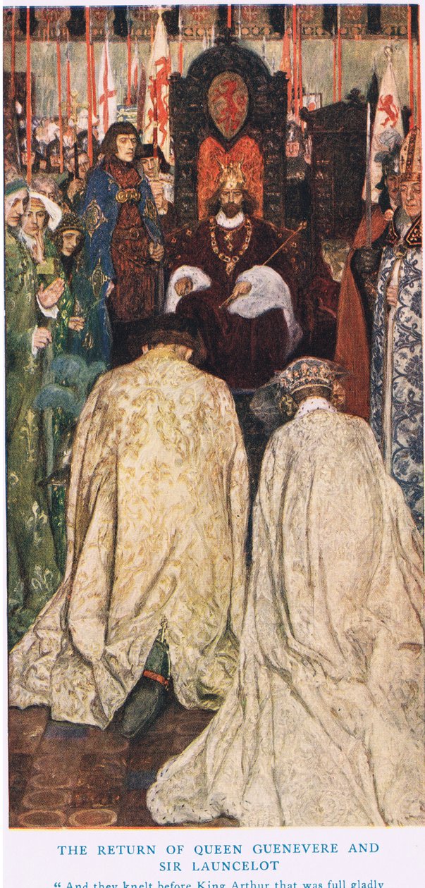 Drottning Gueneveres och Sir Lancelots återkomst, illustration från 