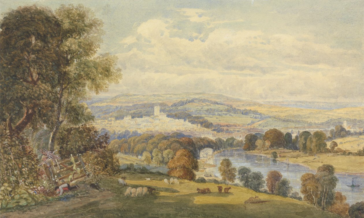 Utsikt över Totnes, Devon av William Havell