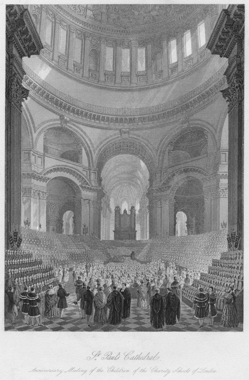 St Pauls katedral. Anniversary Meeting of the Children of the Charity Schools of London, c1841 av William Haydon Fuge