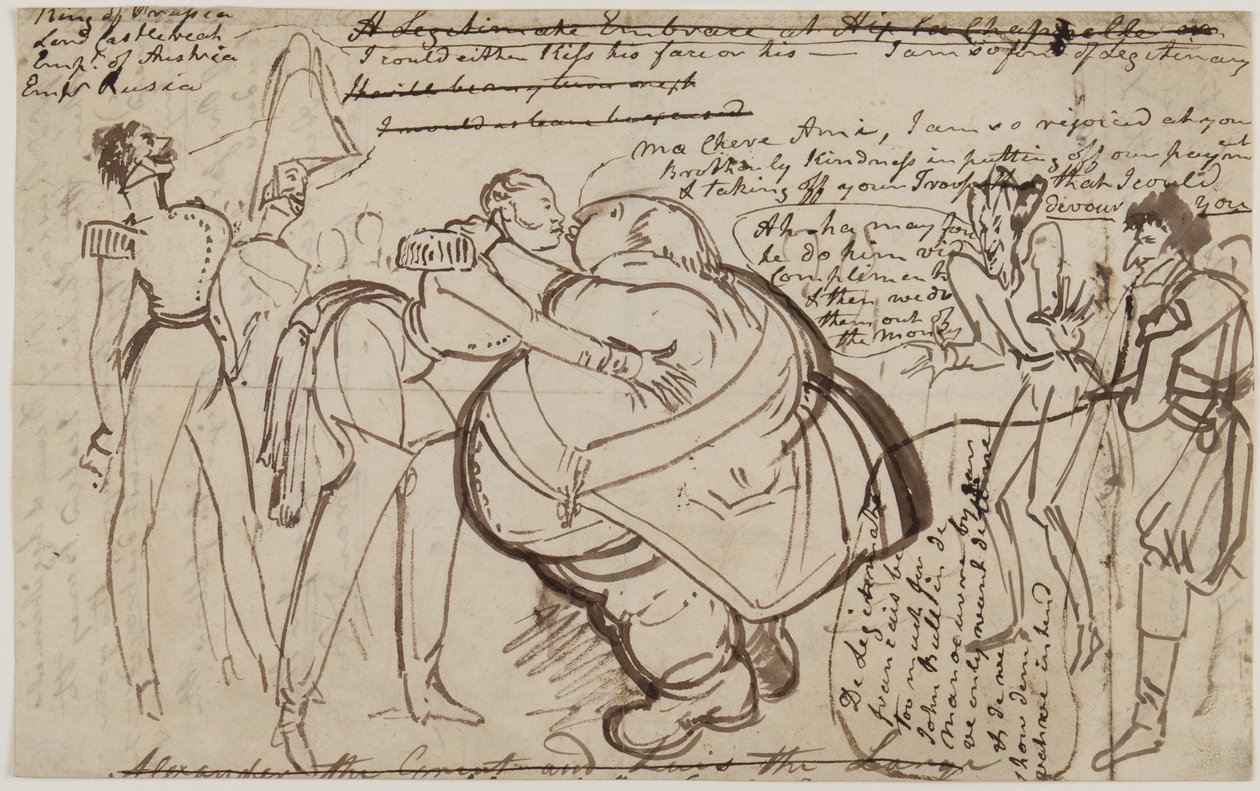 En kyss på kongressen, 1818 av William Heath