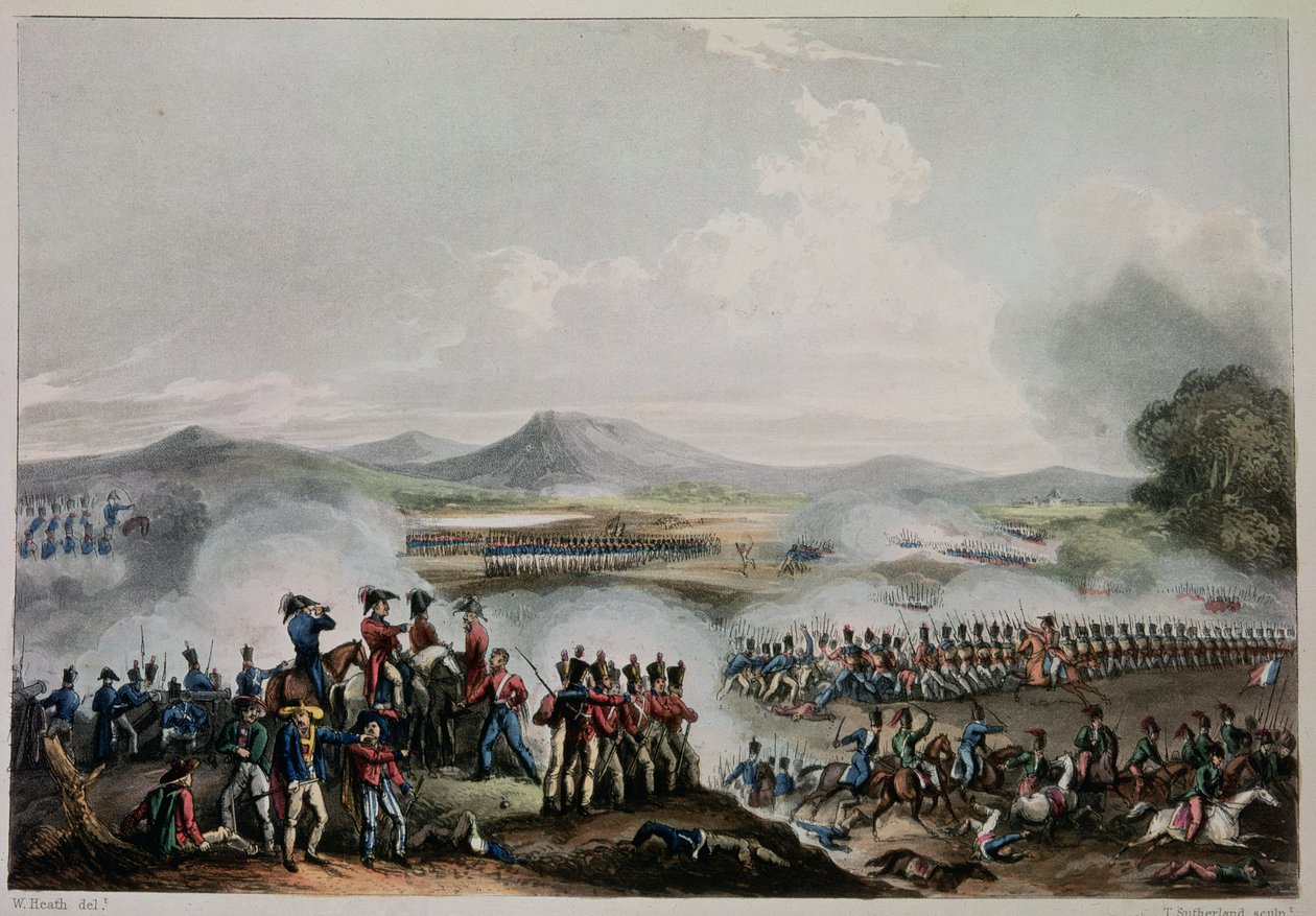 Mapigano ya Talavera, Julai 28, 1809, yalichongwa na Thomas Sutherland (b.c.1785) swed. av William Heath